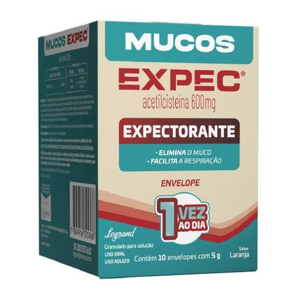 MUCOS EXPEC ACETILCISTEÍNA 600MG LEGRAND SABOR LARANJA 10 ENVELOPES DE 5G
