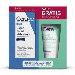 Kit Cerave Loção Facial Hidratante Pele Normal A Seca 52ml + Gel De Limpeza 40g Grátis
