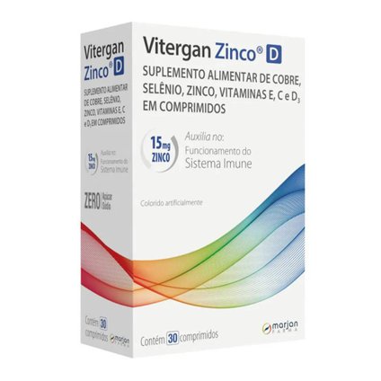 SUPLEMENTO ALIMENTAR VITERGAN ZINCO D 30 COMPRIMIDOS