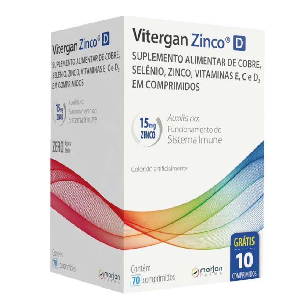 Suplemento Alimentar Vitergan Zinco D 70 Comprimidos