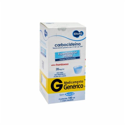 CARBOCISTEINA PEDIÁTRICO 20MG 100ML EMS GENÉRICO