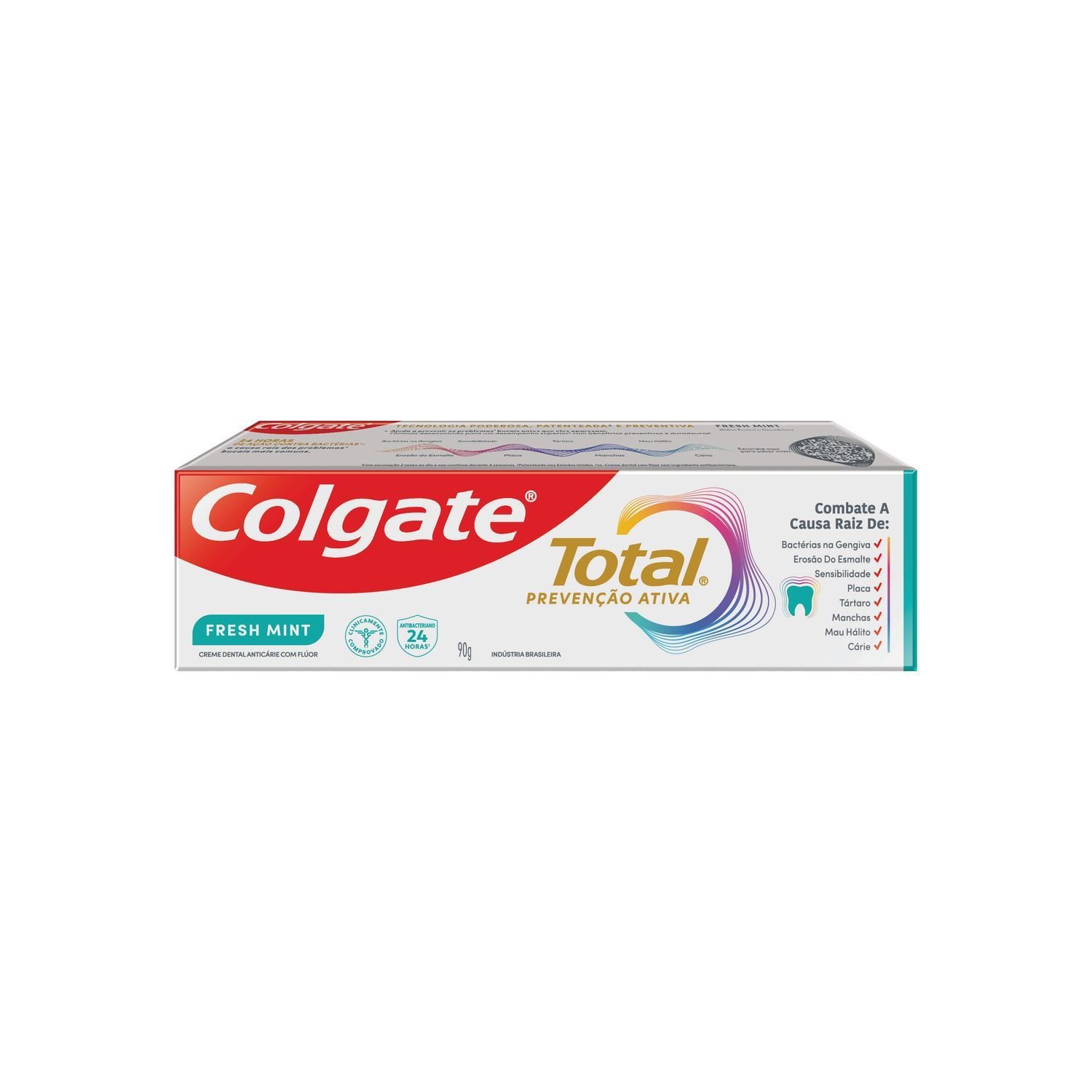 Creme Dental Colgate Total Fresh Mint Anticárie Com Flúor Para Um Hálito Fresco E Duradouro 90g