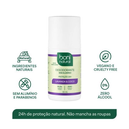 DESODORANTE ROLL-ON BONI NATURAL COCO E MAGNÉSIO 55ML