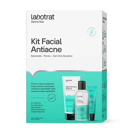 KIT LABOTRAT ANTIACNE SABONETE FACIAL 100ML + TÔNICO ADSTRINGENTE 100ML + GEL ULTRA SECATIVO 15G