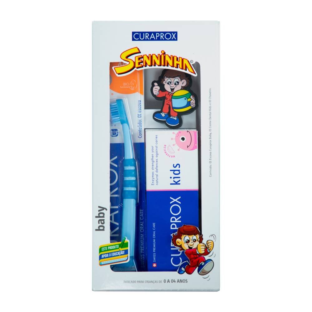 Kit Creme Dental + Escova Dental Infantil Curaprox Senninha Baby