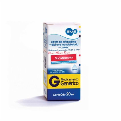 CITRATO ORFENADRINA + DIPIRONA SÓDICA + CAFEINA 20ML EMS GENÉRICO