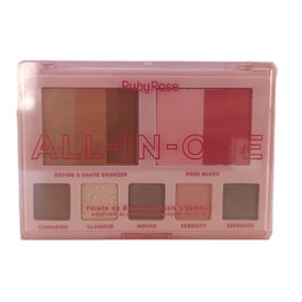 PALETA MULTIFUNCIONAL BRONZER BLUSH E SOMBRA RUBY ROSE ALL IN ONE 21G