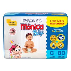 Fralda Turma Mônica Baby Giga G 80 Unidades