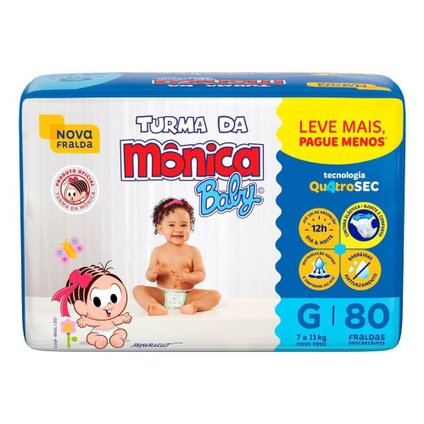 FRALDA TURMA MÔNICA BABY GIGA G 80 UNIDADES