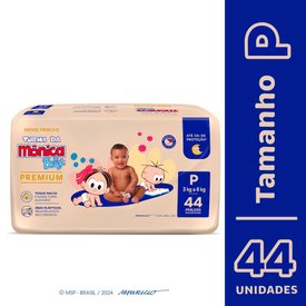 FRALDA TURMA MÔNICA BABY PREMIUM TAMANHO P COM 44 UNIDADES