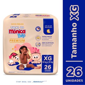 FRALDA TURMA MÔNICA BABY PREMIUM TAMANHO XG COM 26 UNIDADES