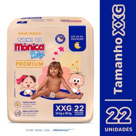 FRALDA TURMA MÔNICA BABY PREMIUM TAMANHO XXG COM 22 UNIDADES