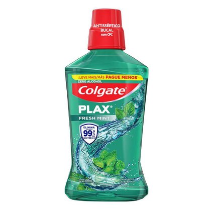 ENXAGUANTE BUCAL COLGATE PLAX FRESH MINT LEVE 500ML PAGUE 350ML