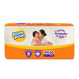 FRALDA POM POM PROTEK PROTEÇÃO DE MÃE HIPER XG 60 UNIDADES
