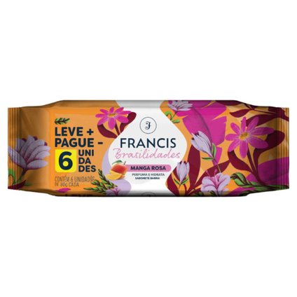 KIT SABONETE EM BARRA FRANCIS BRASILIDADES MANGA ROSA 6 UNIDADES 80G CADA