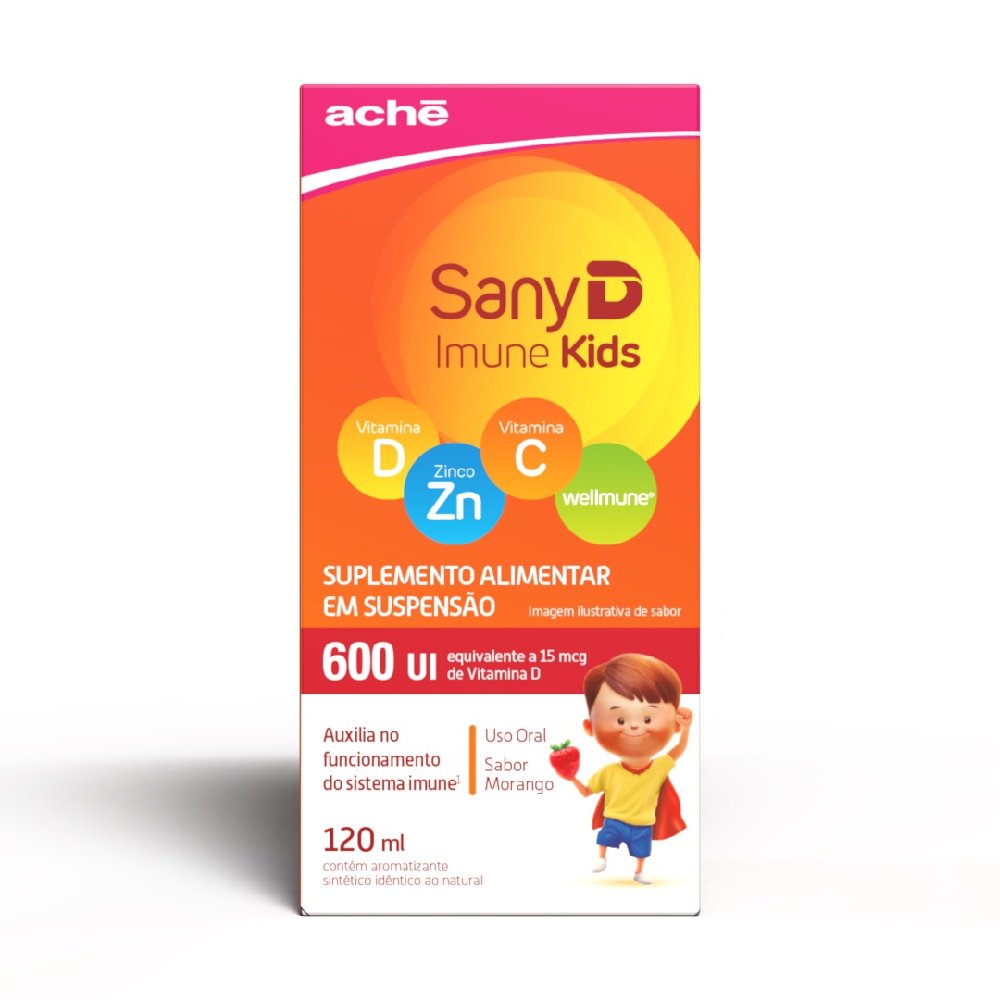 Suplemento Alimentar Em Suspensão Sany D Imune Kids Sabor Morango 120ml