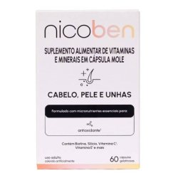 Suplemento Alimentar Nicoben Cabelo, Pele E Unhas 60 Cápsulas
