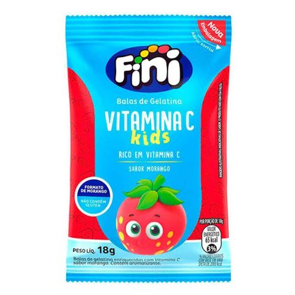 BALA DE GELATINA VITAMINA C KIDS FINI MORANGO 18G