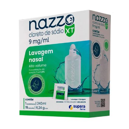 NAZZO XT 0,9% LAVAGEM NASAL ALTO VOLUME 15 SACHÊS + FRASCO 240ML