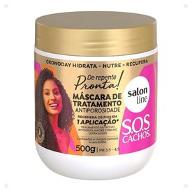 MÁSCARA DE TRATAMENTO SOS CACHOS ANTIPOROSIDADE SALON LINE DE REPENTE PRONTA 500G