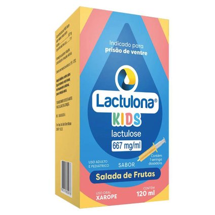 LACTULONA KIDS 667MG/ML SABOR SALADA DE FRUTAS 120ML + SERINGA DOSADORA 