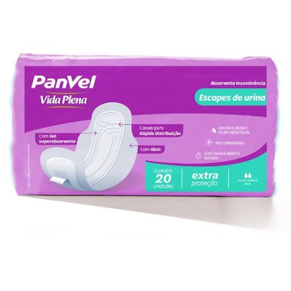 ABSORVENTE PARA INCONTINÊNCIA LEVE VIDA PLENA PANVEL 20 UNIDADES