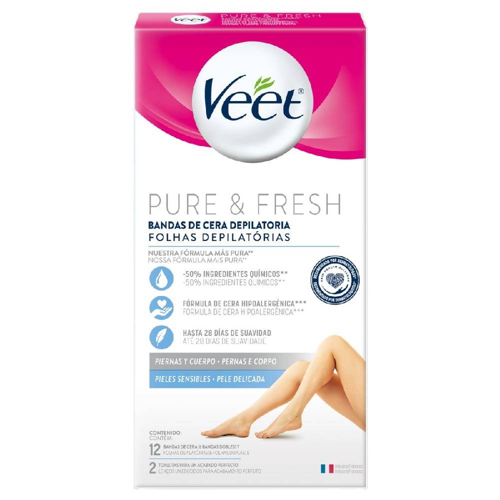 Folhas Depilatórias Corporais Veet Pele Delicada 12 Unidades