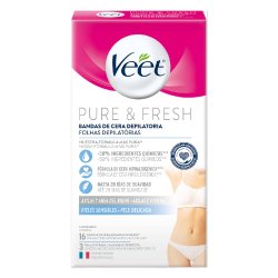 Folhas Depilatórias Axilas E Virilha Veet Pele Delicada 16 Unidades