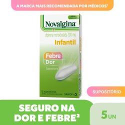 Analgésico E Antitérmico Novalgina Supositório Dipirona 300mg 5 Unidades