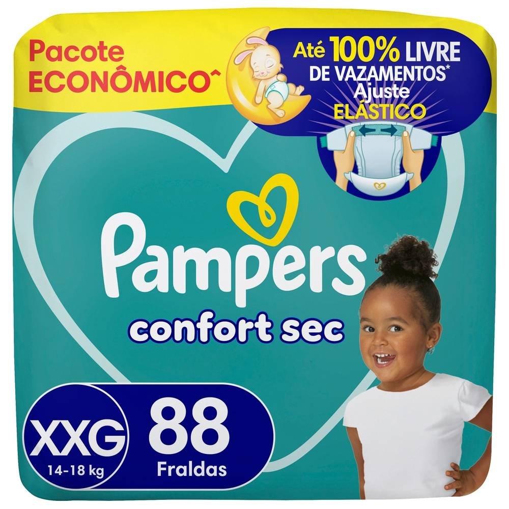 Fralda Pampers Confort Sec Max Xxg 88 Unidades