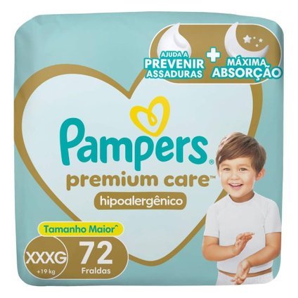 FRALDA PAMPERS PREMIUM CARE MAX XXXG COM 72 UNIDADES