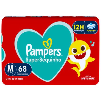 FRALDA PAMPERS SUPERSEQUINHA M COM 68 UNIDADES