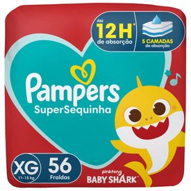 FRALDA PAMPERS SUPERSEQUINHA XG COM 56 UNIDADES