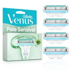 Carga Para Aparelho Depilatório Gillette Venus Pele Sensível Com 4 Unidades