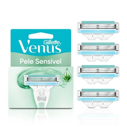 CARGA PARA APARELHO DEPILATÓRIO GILLETTE VENUS PELE SENSÍVEL COM 4 UNIDADES