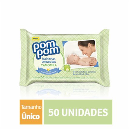 TOALHAS UMEDECIDAS POM POM CAMOMILA 50 UNIDADES