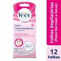 FOLHAS DEPILATÓRIAS FACIAL PELES NORMAIS E SECAS VEET 12 UNIDADES