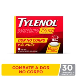 Tylenol Dor No Corpo E Artrite Paracetamol 750mg 30 Comprimidos