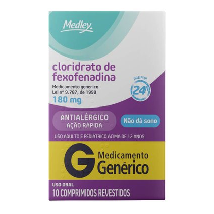 CLORIDRATO DE FEXOFENADINA 180MG 10 COMPRIMIDOS MEDLEY