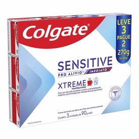 KIT CREME DENTAL COLGATE SENSITIVE PRO ALÍVIO IMEDIATO XTREME TEMPERATURES 3 UNIDADES 90G CADA