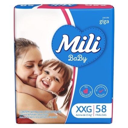 FRALDA MILI BABY GIGA XXG 58 UNIDADES