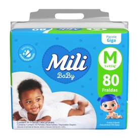 FRALDA MILI BABY GIGA M 80 UNIDADES