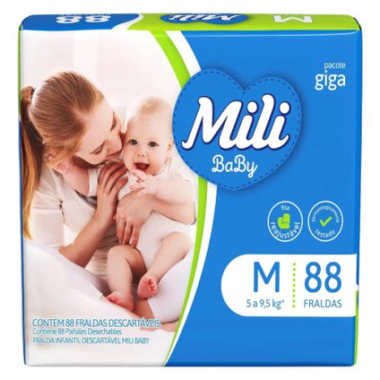 FRALDA MILI BABY GIGA M 88 UNIDADES