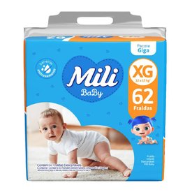 FRALDA MILI BABY GIGA XG 62 UNIDADES
