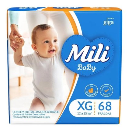 FRALDA MILI BABY GIGA XG 68 UNIDADES
