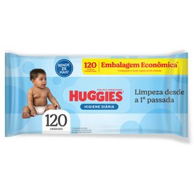 LENÇO UMEDECIDO HUGGIES HIGIENE DIÁRIA RENDEM 2X MAIS 120 UNIDADES