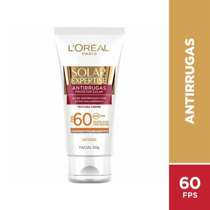 PROTETOR SOLAR FACIAL L'ORÉAL SOLAR EXPERTISE ANTIRRUGAS FPS60 50G