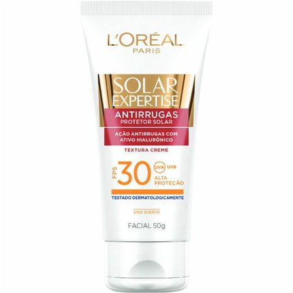 PROTETOR SOLAR FACIAL L'OREAL SOLAR EXPERTISE ANTIRRUGAS FPS30 50G