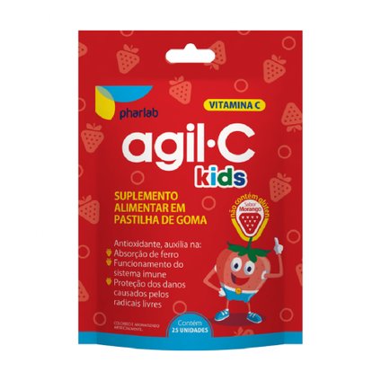 VITAMINA C AGIL-C KIDS MORANGO 25 UNIDADES