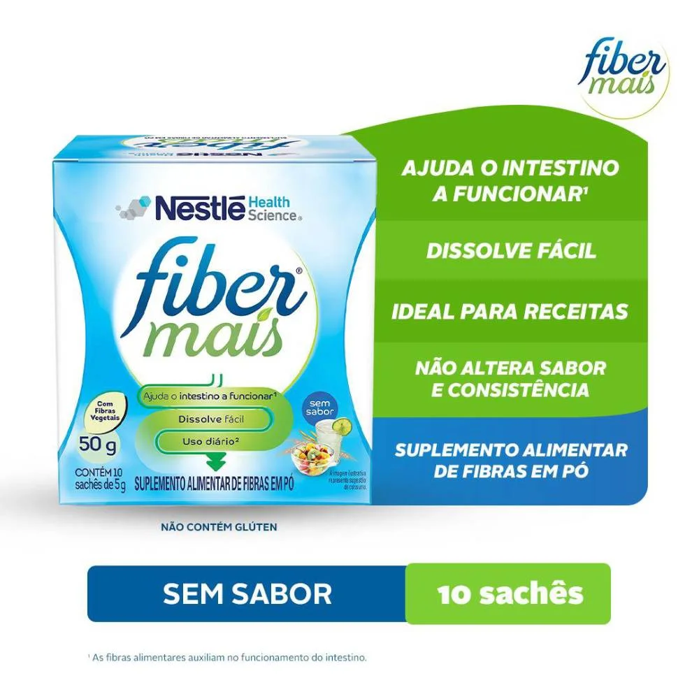 Suplemento Alimentar De Fibras Fiber Mais Sem Sabor 50g